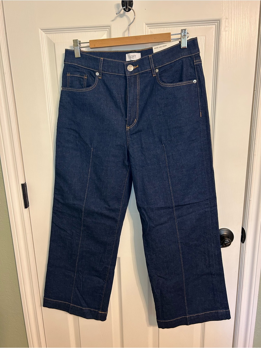LOFT Wide-Leg Crop Jeans in Dark Blue